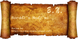 Bordás Noémi névjegykártya