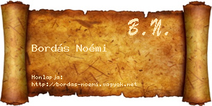 Bordás Noémi névjegykártya